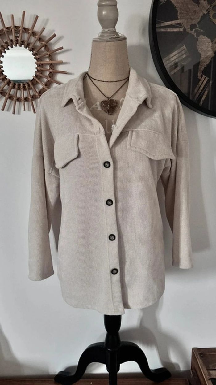 💕 veste chemise en tissus côtelé crème taille unique #madeinitaly - photo numéro 4