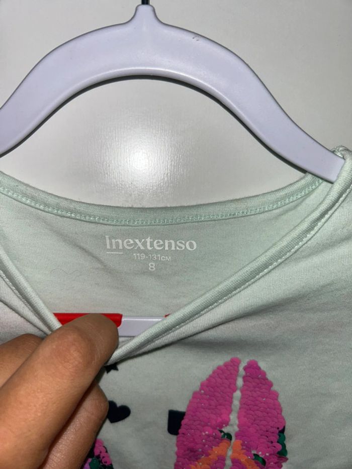 T-shirt manches courtes vert d’eau à sequins - 8 ans - In Extenso - photo numéro 3