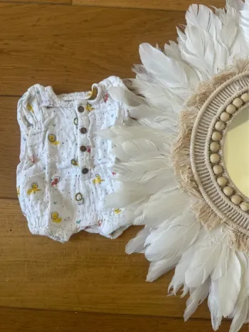 Grenouillère bébé été 1 mois – Motifs animaux – Très bon état