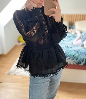 Blouse péplum dentelle noire 🖤