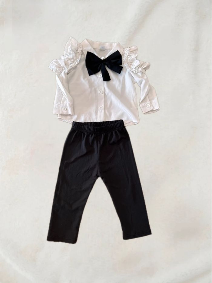 🌹Ensemble bébé fille avec chemise et noeud papillon🌹