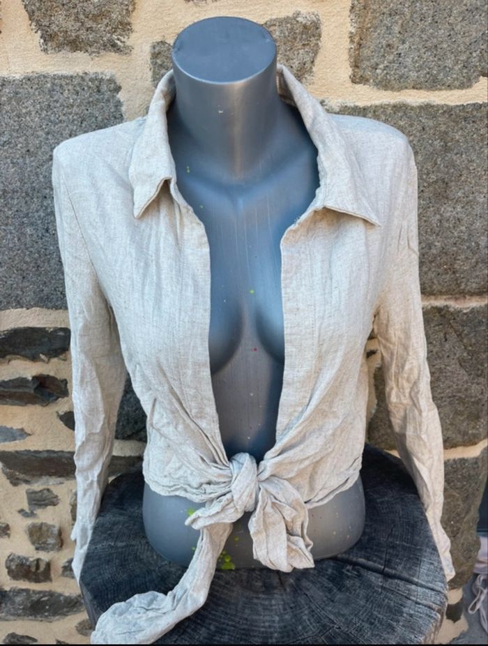 Blouse beige en lin - Missguided