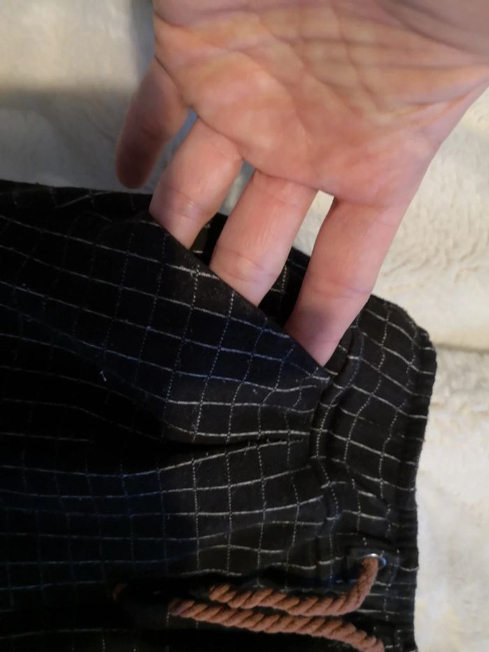 Pantalon en molleton bébé taille élastiquée - carreaux gris béton - photo numéro 3