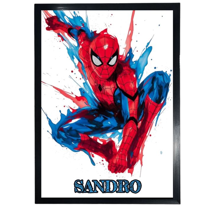 Cadre noir Spider Man Marvel  personnalisé prénom au choix