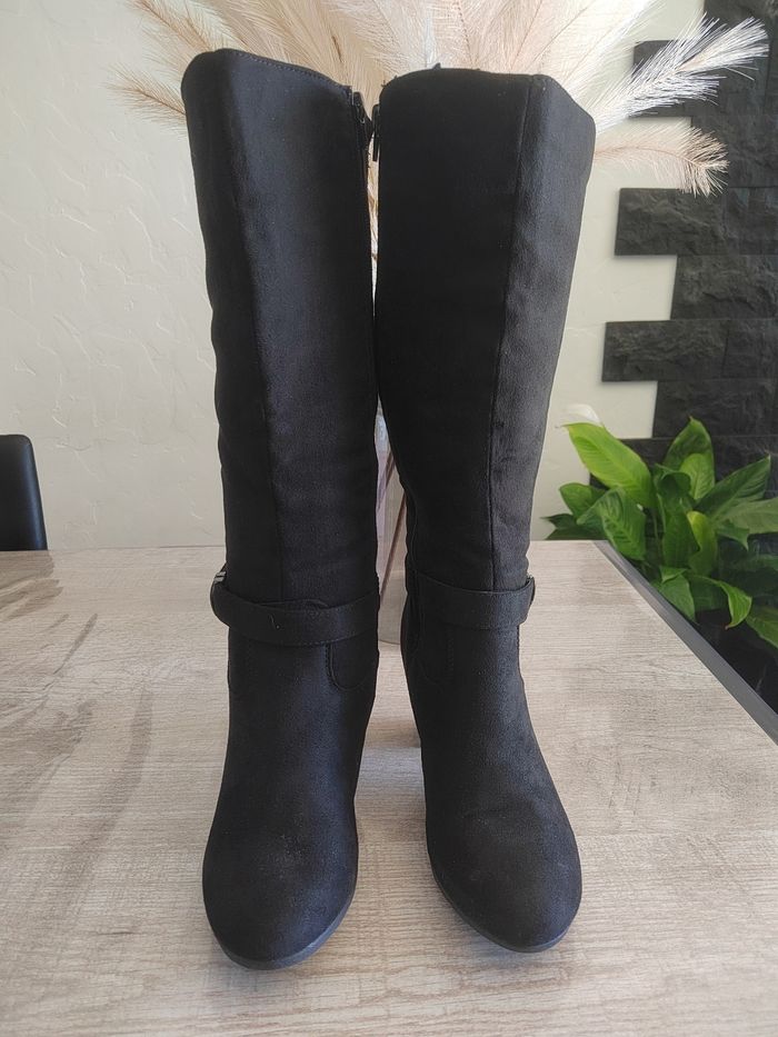 Bottes montantes noires en daim femme 37 - photo numéro 7