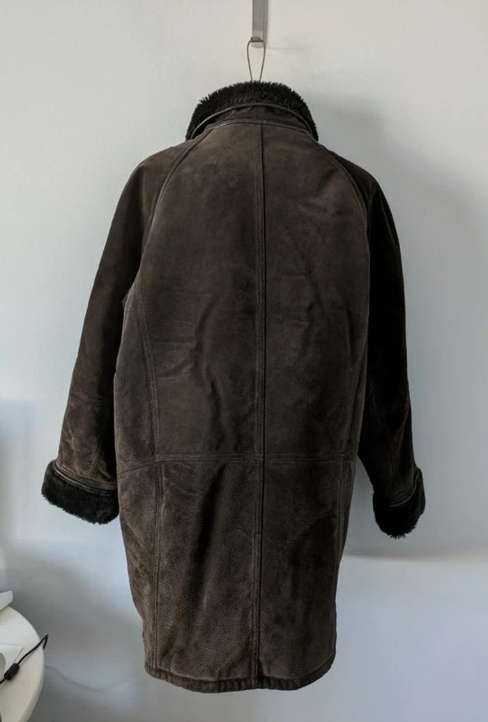 Manteau d'hiver en cuir lainé et fausse fourrure - taille 44 - photo numéro 5