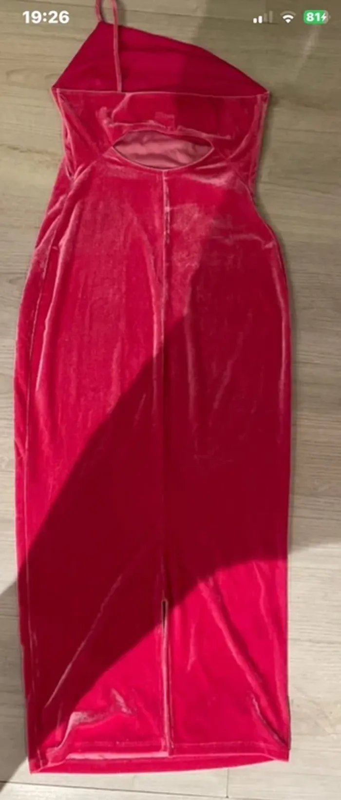 Robe longue rose en velours - Taille S - photo numéro 4
