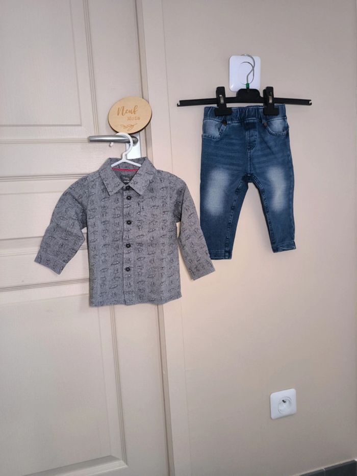 Ensemble chemise et jean 9 mois dinosaures
