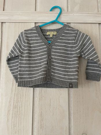 Gilet rayé col V - Canari baby - 3mois