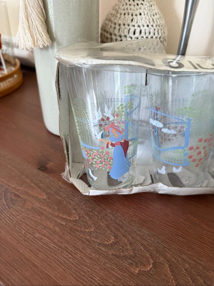 6 verres la dames aux colombes - Vintage - photo numéro 3