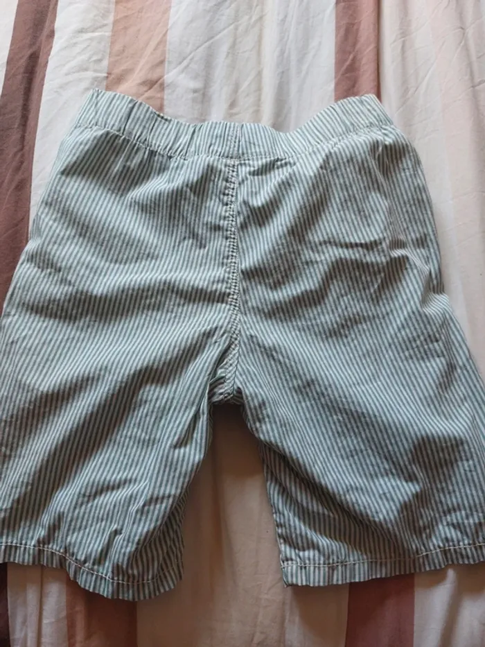 Short rayé taille élastique en coton 134cm - photo numéro 4