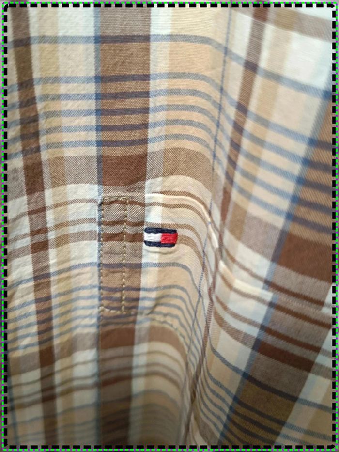Chemise Tommy Hilfiger à carreaux vintage Y2K col mao – Taille XL - photo numéro 5