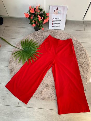 Pantalon jambes larges  rouge éclatant