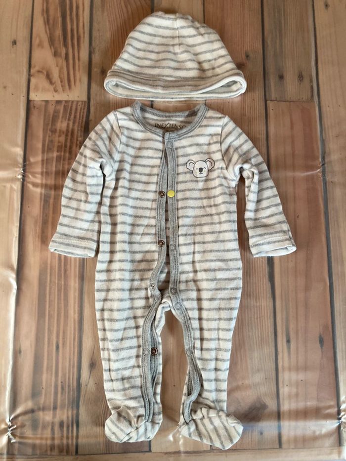 Pyjama avec bonnet / 3 mois - 56 cm
