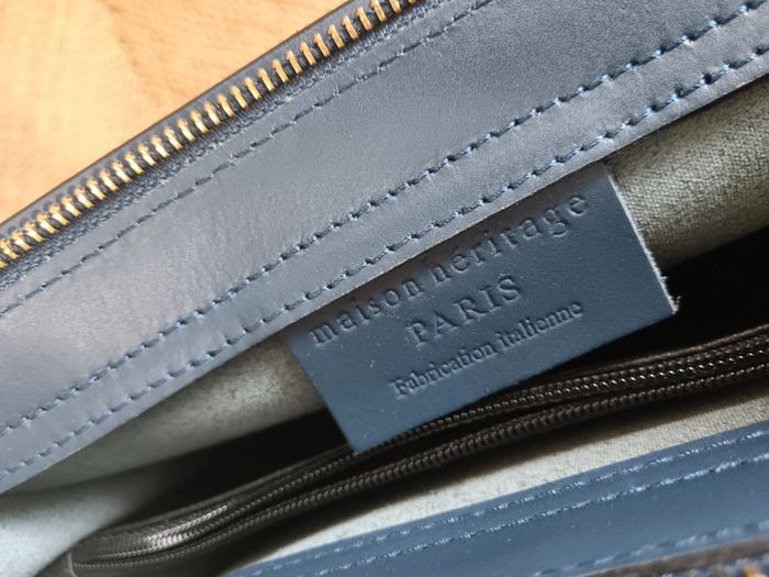 Maison Héritage | Sac cuir lisse bleu marine - photo numéro 12