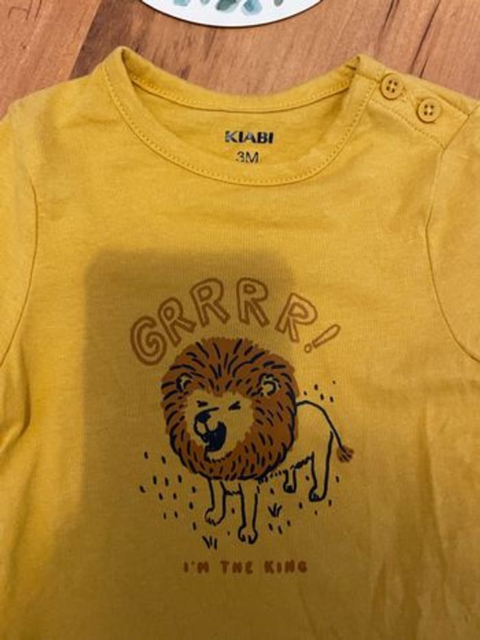 T-shirt manches longues jaune taille 3 mois - photo numéro 2