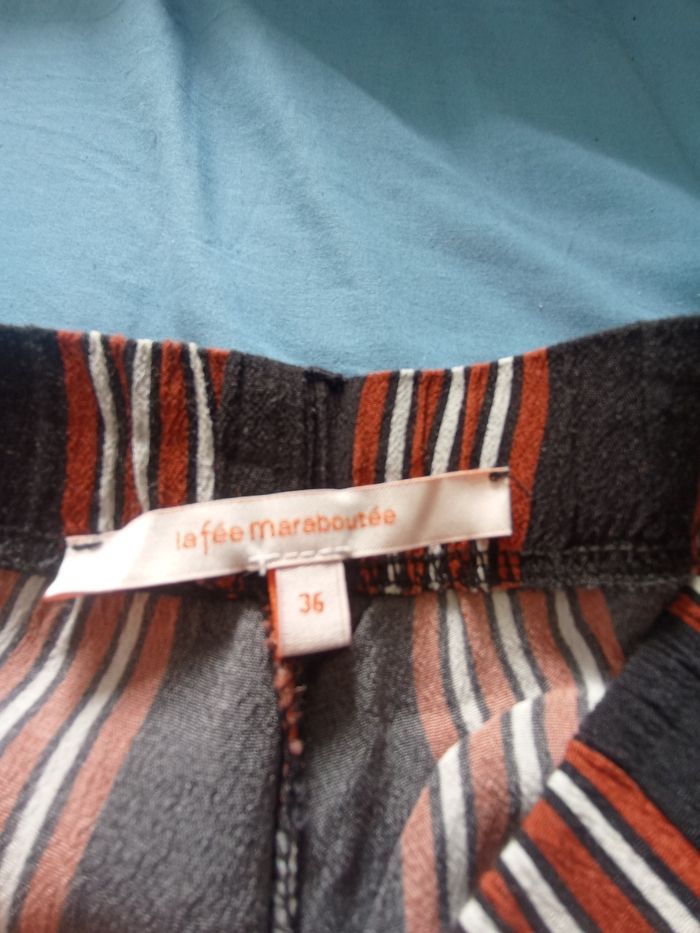 Pantalon fluide rayé noir/rouge/blanc - photo numéro 3