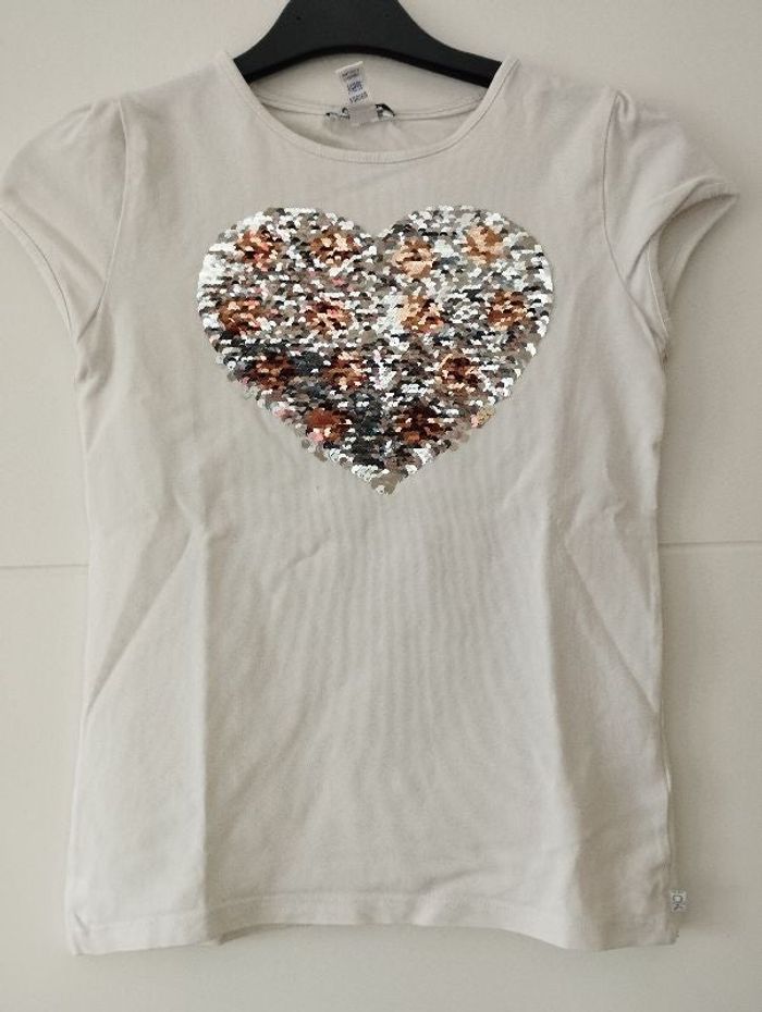 Tee shirt 12 ans manches courtes fille à sequins