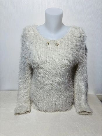 Pull Doux Fluffy Blanc Taille 38 – Made in Italy