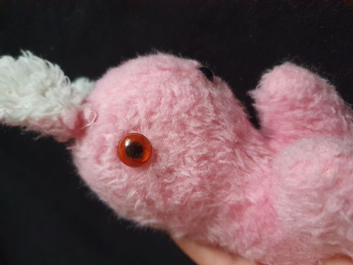 Ancienne Peluche lapin rose et blanc Hauteur 27 cm - photo numéro 7