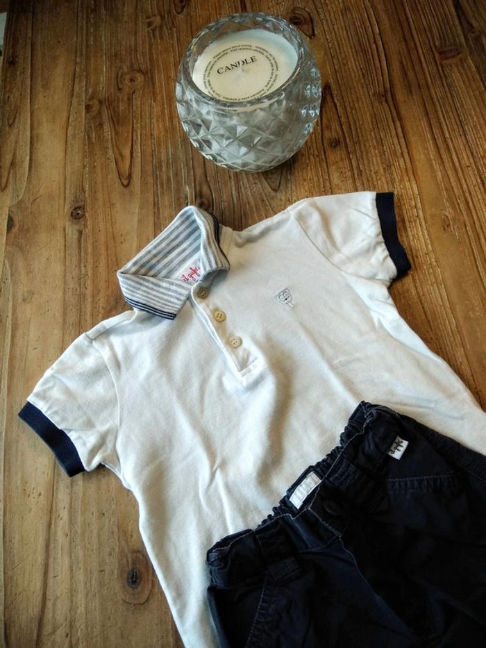 Ensemble pantalon en toile + polo manches courtes - photo numéro 2