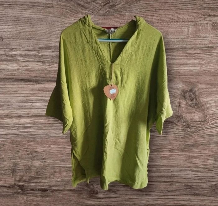 Tunique à capuche vert anis Made In Italy T.U - photo numéro 2