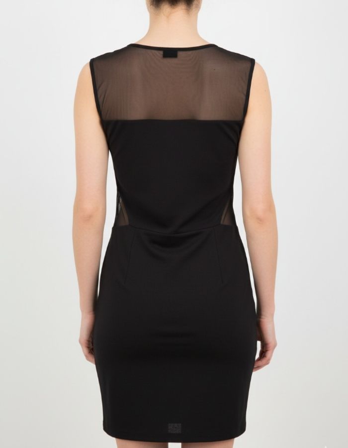 Mini-robe noire moulante Séductions (Taille L/40) - Détails en maille transparente - photo numéro 2