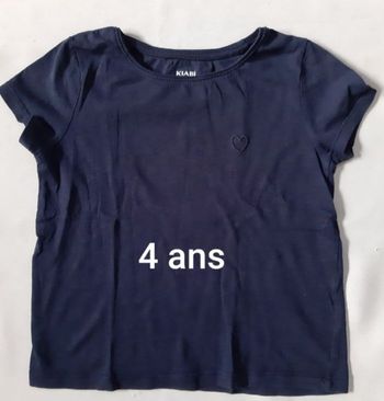 Tee-shirt à manches courtes bleu marine fille - cœur - Kiabi - 4 ans