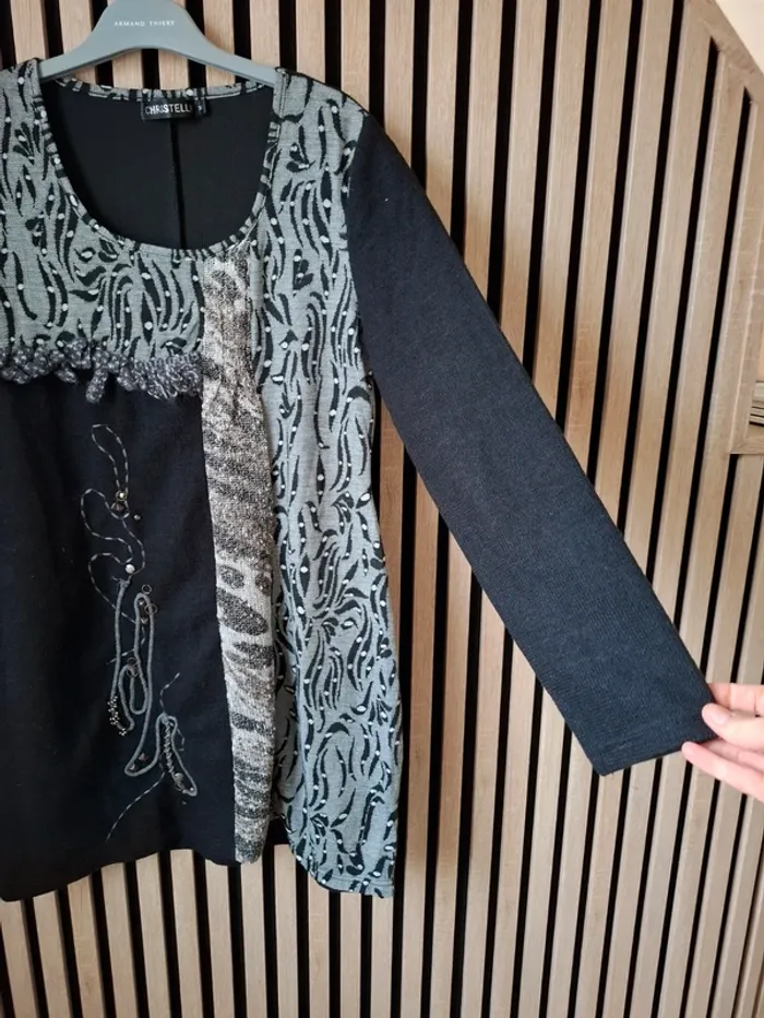 Robe hiver   patchwork  vintage noir et gris
 T 38 - photo numéro 9