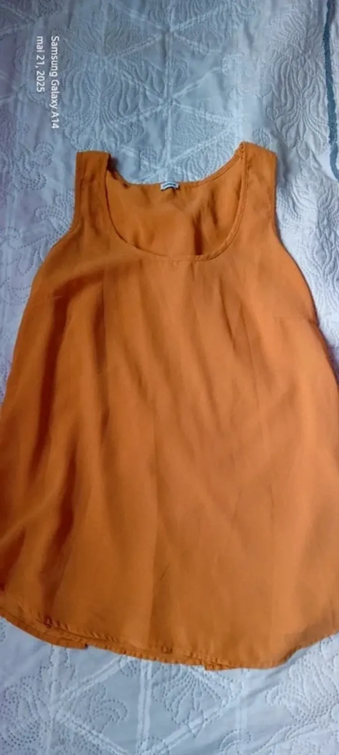 Blouse débardeur longue en voile superposé dos ouvert jaune moutarde femme M pimkie - photo numéro 11