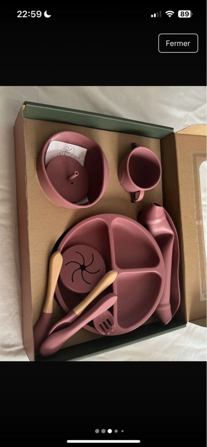 Set de repas en silicone rose pour enfant 10 pièces - photo numéro 4