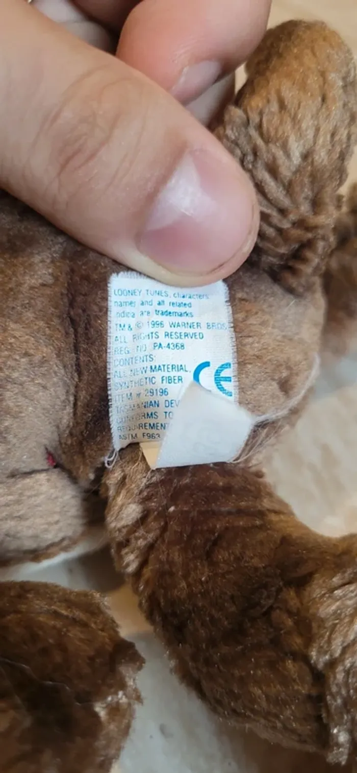 Peluche vintage Taz Looney Tunes Collector - Marron - Très bon état - photo numéro 8