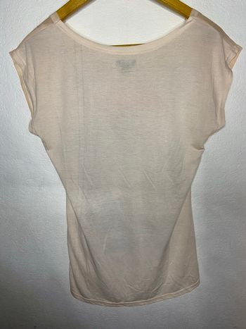T-shirt beige rose pale transparent Amisu femme