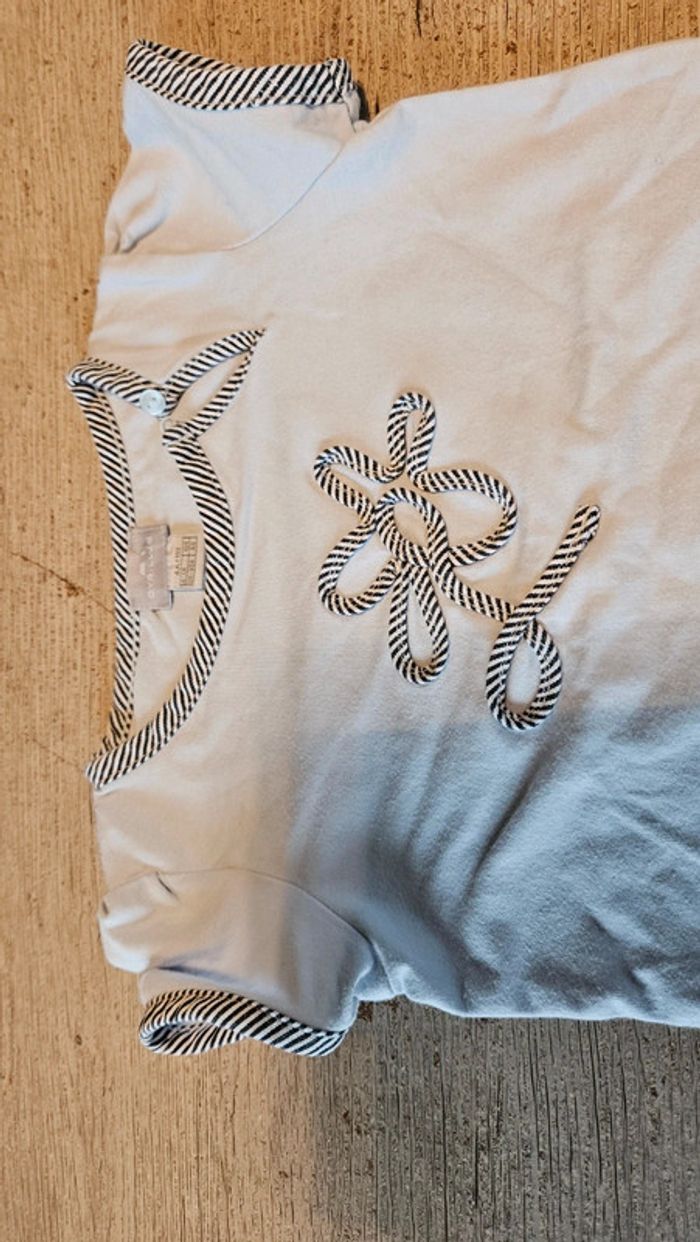 T shirt à manches courtes bleu clair avec 1 noeuf marin, Cyrillus, 4 ans, nickel - photo numéro 4