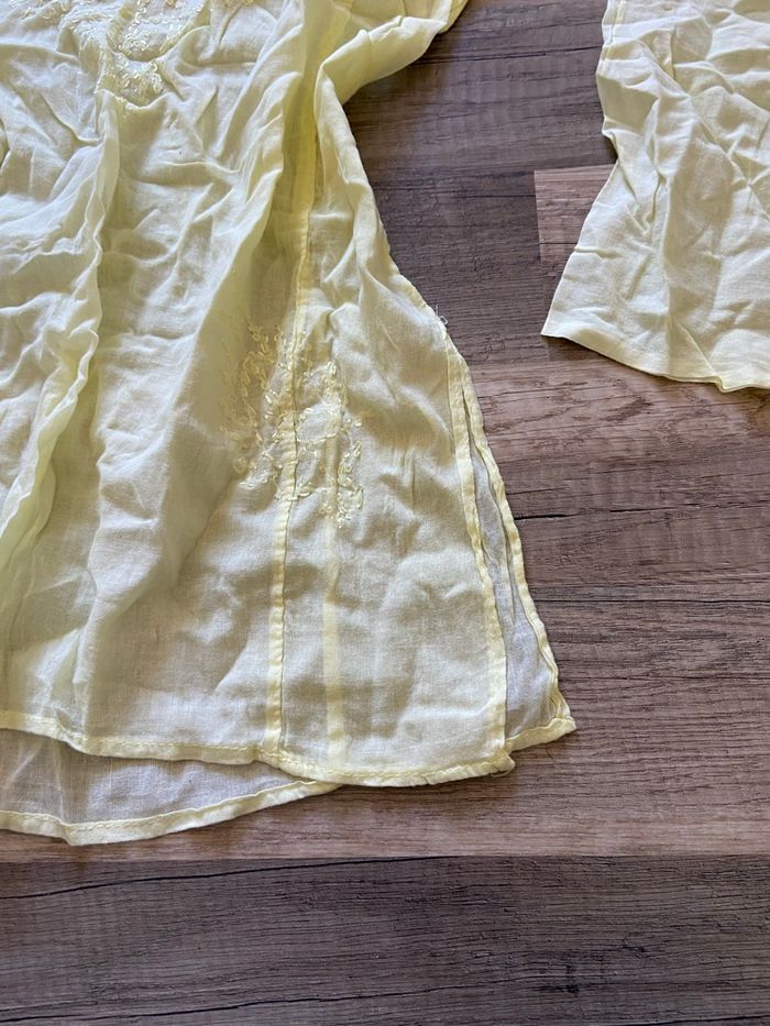 Chemisier blouse léger transparent jaune avec broderie s - photo numéro 2