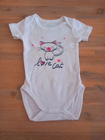 Body fille Tex 3 mois – motif chat – neuf