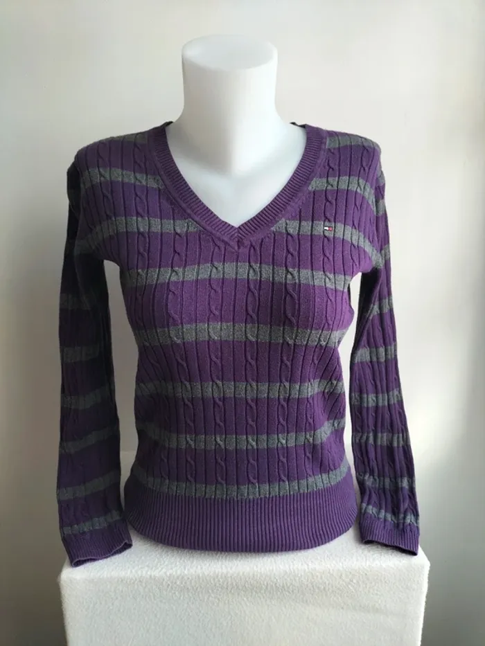 Pull Femmes Col V 100% Coton - Tommy Hilfiger - Taille S