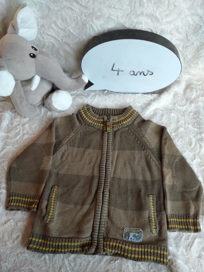 Gilet zippé maille Garçon 4 ans Sergent major 100% coton