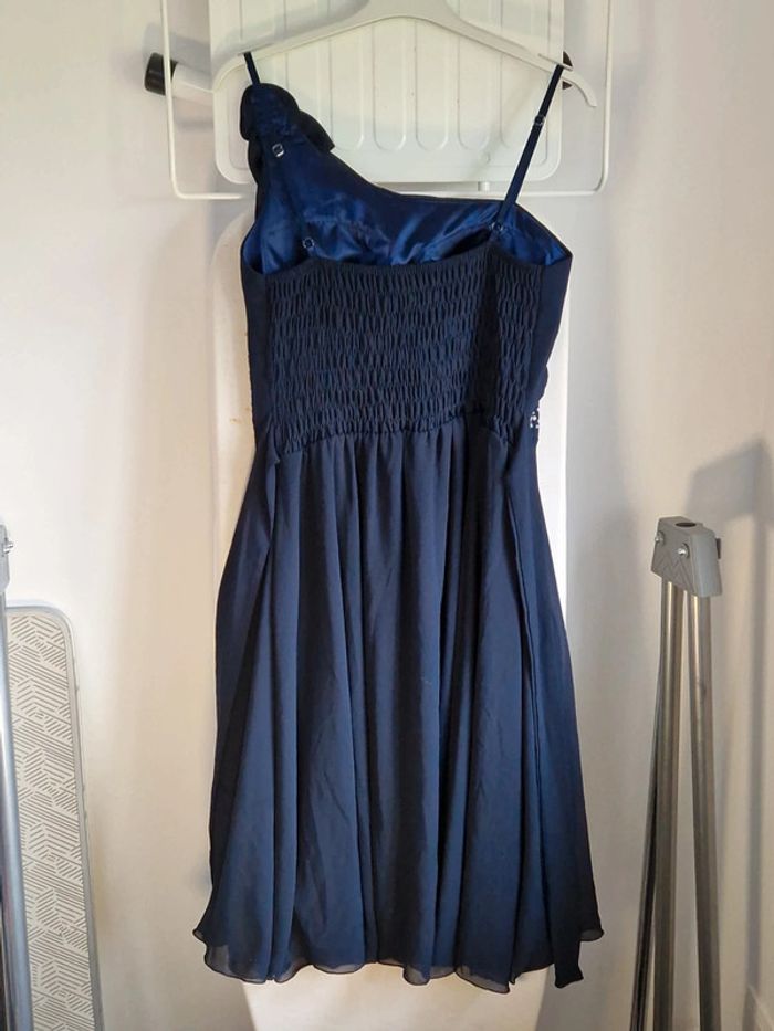 Robe de fête à bretelles B&H Moda bleu marine brillants M - photo numéro 5