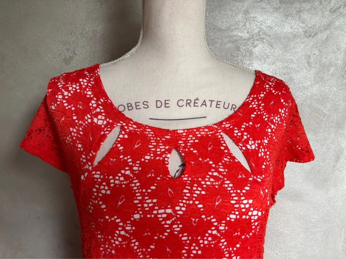 Robe orange rouge broderie mé Paris - photo numéro 4