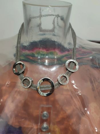 🌺 collier fantaisie métal argenté et strass