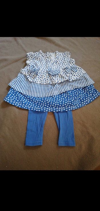 Ensemble fille legging et tunique robe bleu 6 mois