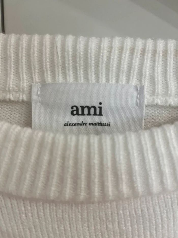 Pull Ami Paris Blanc  M - photo numéro 3