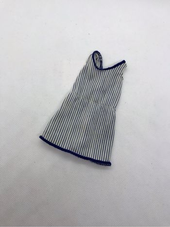 Robe courte été sans manche Barbie vintage Mattel Fashion fun lunch date #5713 1982 rayures blanc bleu