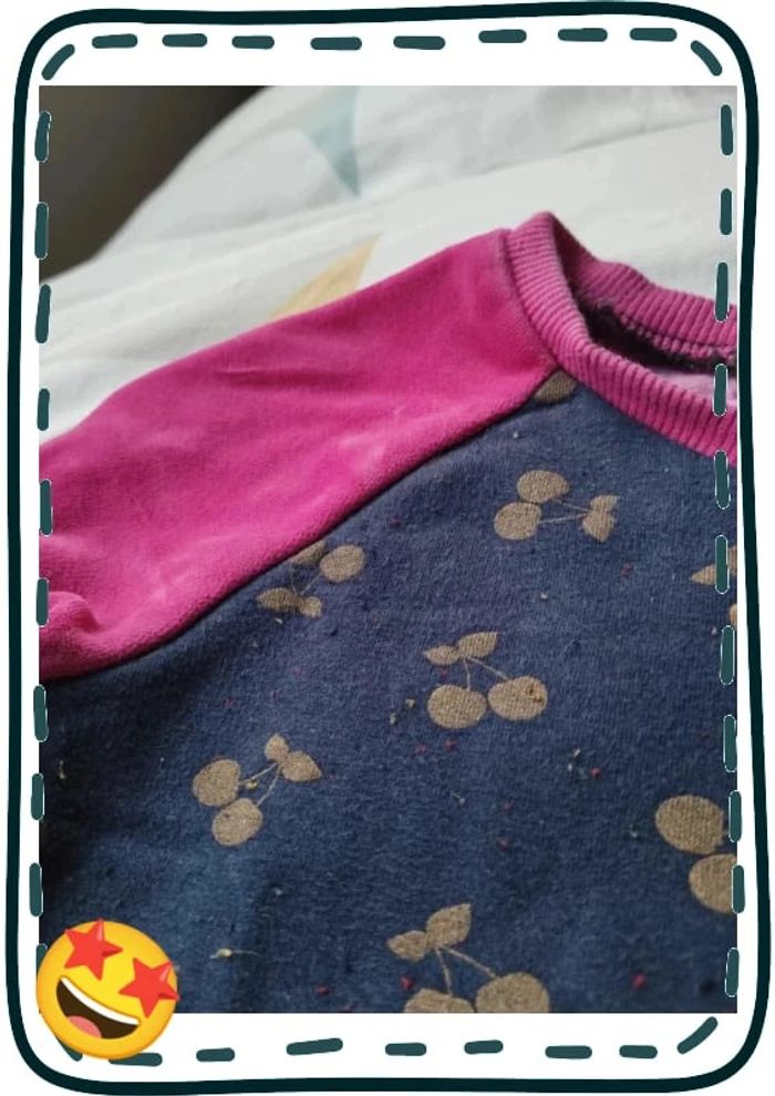 Pyjama chaud en sweat et velours motifs cerise 🍒 taille 4 ans - photo numéro 5