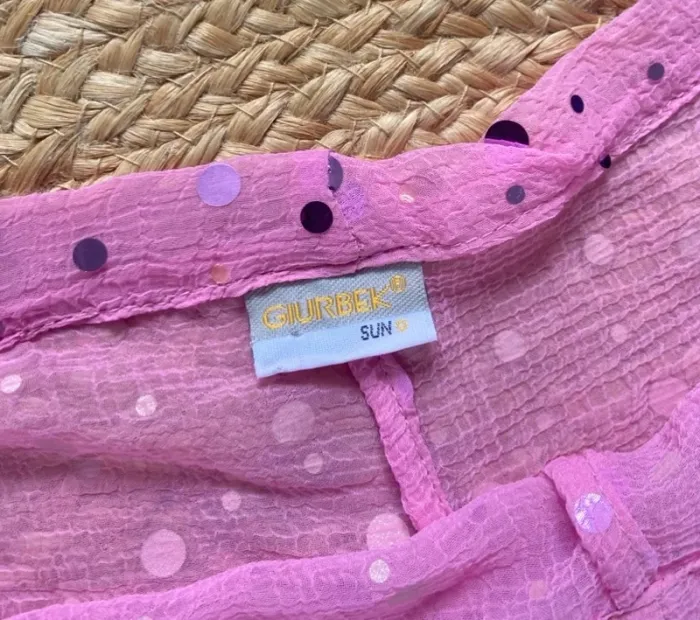 🩷 Pantalon de plage été à nouer rose transparent à pois pailletés Taille unique 🩷 - photo numéro 5