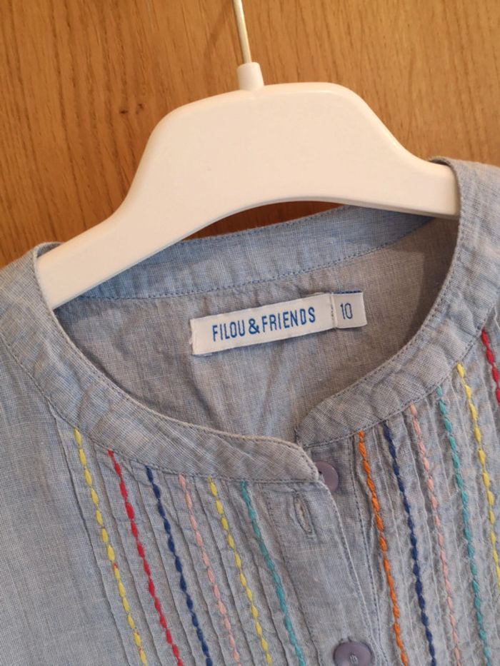 Chemise en bleu jeans clair colorée Filou & Friends 10 ans - photo numéro 6