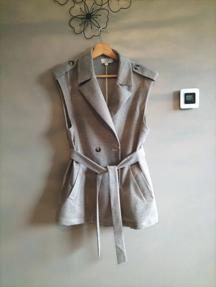 Veste sans manches élégante effet tailleur