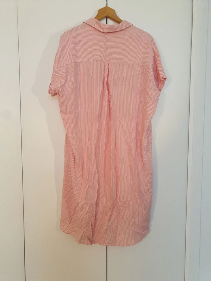 Robe d'été saumon fines rayures blanches - photo numéro 2