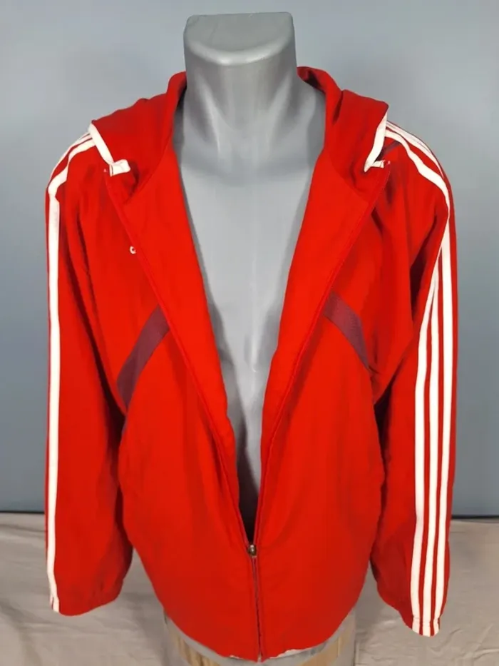 veste coupe vent imperméable a capuche adidas vintage/ homme - taille L / rouge full broderie (459) - photo numéro 8
